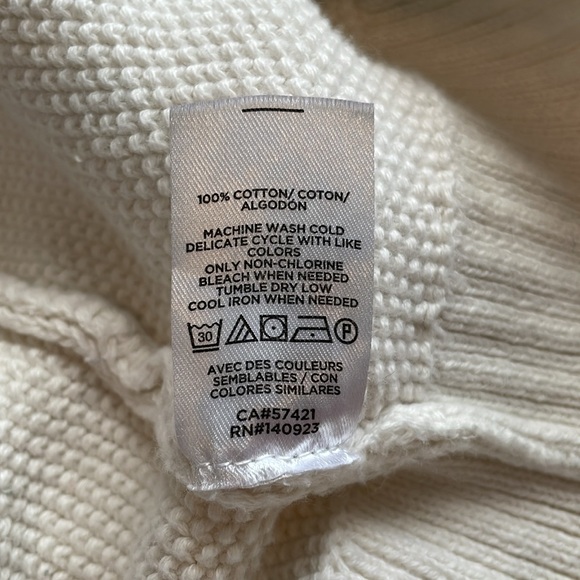 Loft V Neck Cardigan Sweater Size XL Ivory Cream Button Down Classic 100% Cotton - Picture 8 of 8